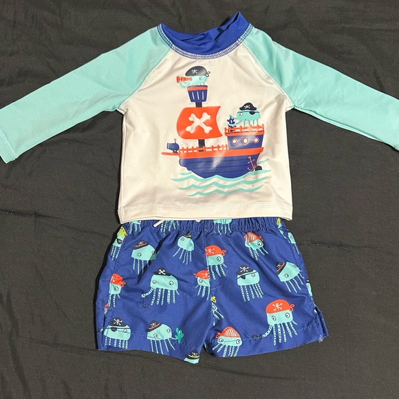 Place Kids Swim Rashguard Set - Blue and White - Picture 2 of 5